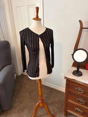 Ann Taylor Black Openwork Lightweight Cardigan